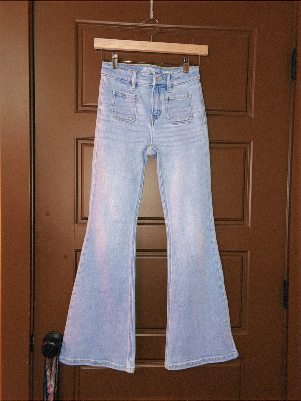 Light Wash Girls Flared Jeans - High Rise